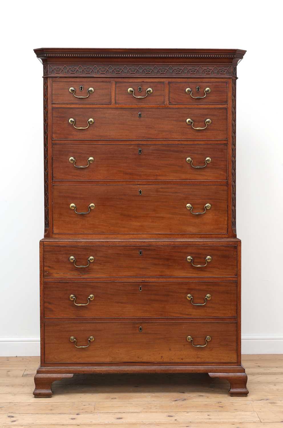 Lot 603 - A George III and later secretaire chest on chest