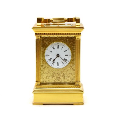 Lot 205 - An English brass carriage clock