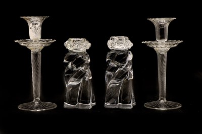 Lot 151 - A pair of Baccarat glass candlesticks