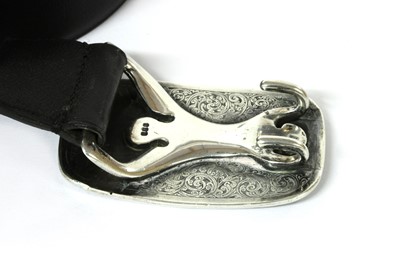 Lot 1347 - A sterling silver engraved 'River Horse' belt buckle, by Malcolm Appleby