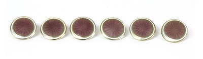 Lot 65 - A cased set of six silver gilt enamel buttons