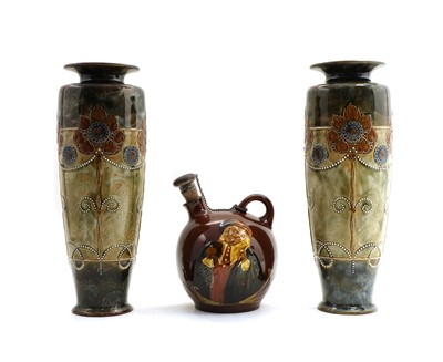 Lot 224 - A pair of Royal Doulton stoneware vases
