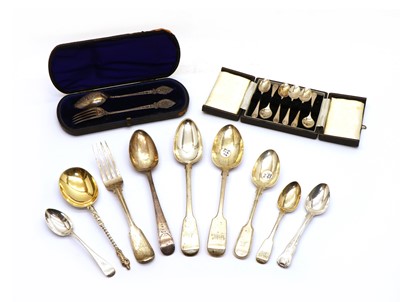 Lot 42 - A cased Victorian fork and spoon set