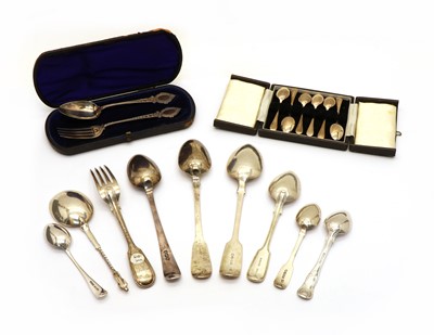 Lot 42 - A cased Victorian fork and spoon set