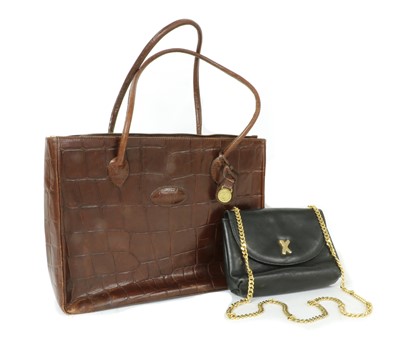 Lot 1369 - A Mulberry brown crocodile embossed leather shopper tote