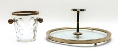Lot 48 - An 'Art Deco' design circular glass and silver plated tray