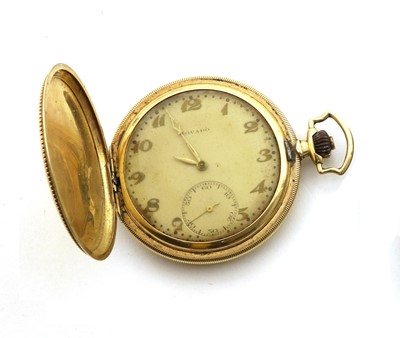 Lot 453 - An Art Deco gold Movado hunter side wind pocket watch