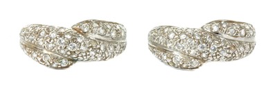 Lot 196 - A pair of white gold cubic zirconia half hoop earrings