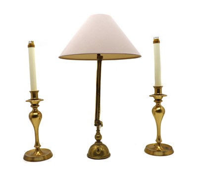 Lot 330 - A pair of Christopher Wray brushed brass table lamps