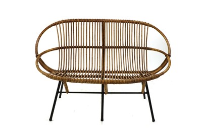 Lot 418 - A rattan and bamboo settee
