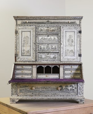 Lot 25 - An Anglo-Indian sandalwood and ivory miniature bureau cabinet