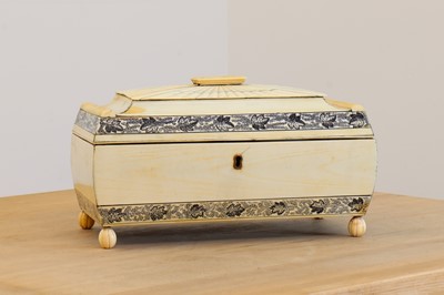 Lot 27A - An Anglo-Indian ivory tea caddy