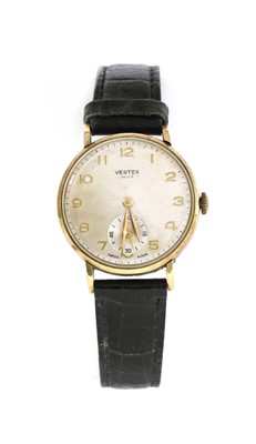 Lot 475 - A 9ct gold Vertex Revue mechanical strap watch