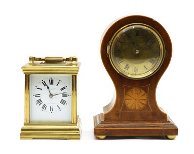 Lot 351 - A French brass cased carriage timepiece
