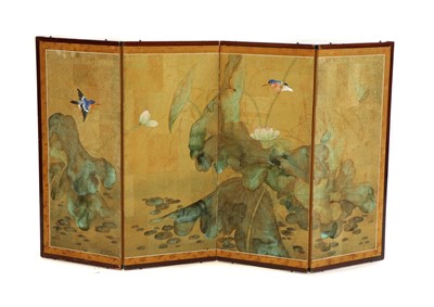 Lot 517 - A Japanese fourfold table screen