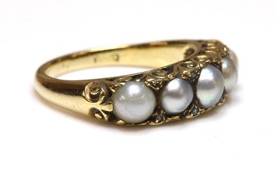 Lot 162 - A Victorian five stone split pearl and diamond ring