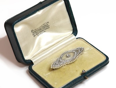 Lot 56 - A French diamond, rock crystal and seed pearl brooch, c.1915-1920