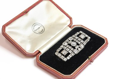 Lot 176 - An Art Deco diamond set plaque brooch, c.1925