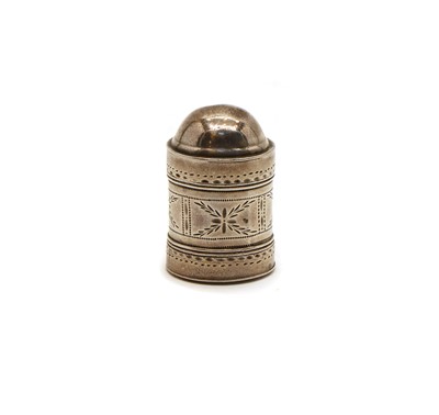 Lot 23 - A George III cylindrical silver nutmeg grater