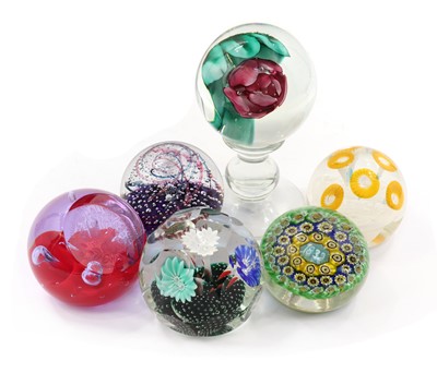 Lot 208 - A collection of glass paperweights