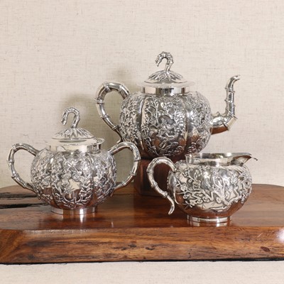 Lot 92 - A Chinese silver tea set