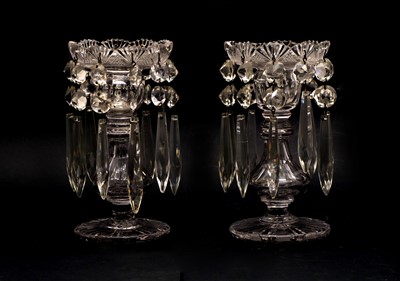 Lot 309 - A pair of Victorian cut glass table lustres