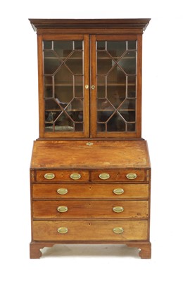 Lot 406 - A George III mahogany bureau bookcase