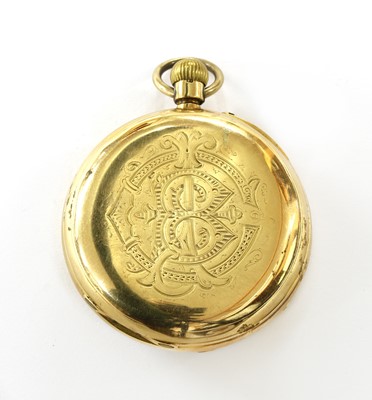 Lot 455 - An 18ct gold pin set open faced pocket watch