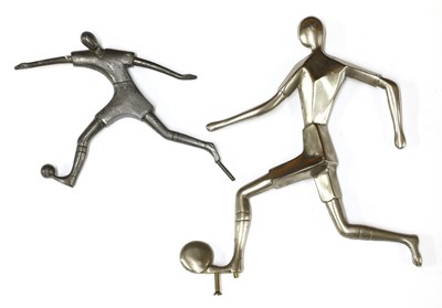 Lot 328 - Two Hagenauer-style silvered and metal figures of footballers