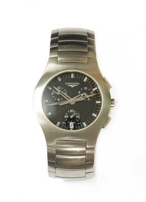 Lot 482 - A gentlemen's stainless steel Longines 'Opposition' quartz bracelet watch, c.2000