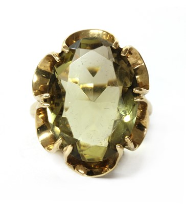 Lot 225 - A 9ct gold single stone smoky quartz ring