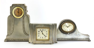 Lot 248 - Three Art Deco pewter mantel clocks