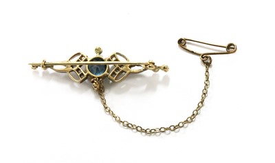 Lot 56 - An Edwardian silver and gold, aquamarine, diamond and split pearl brooch
