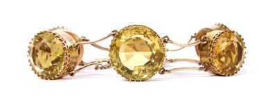 Lot 16 - A late Victorian gold citrine bracelet