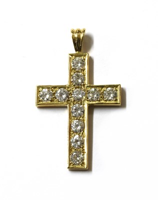 Lot 175 - An 18ct gold diamond set Latin cross pendant