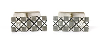 Lot 441 - A pair of 18ct white gold diamond set cufflinks