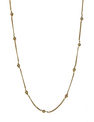 Lot 238 - A 9ct gold bead and curb link chain