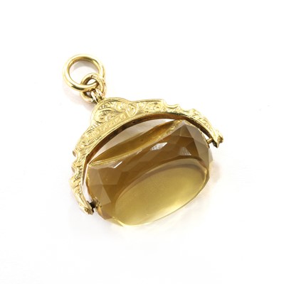 Lot 429 - A 9ct gold citrine swivel fob