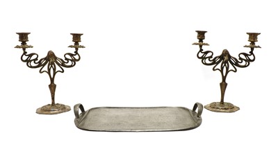 Lot 44 - A twin-handled Tudric pewter tray
