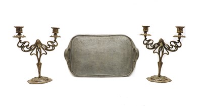 Lot 44 - A twin-handled Tudric pewter tray