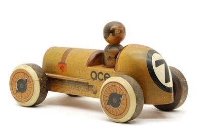 Lot 169 - A Crown Devon crested china racing car