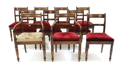 Lot 315 - A set of ten late Regency mahogany bar back dining chairs