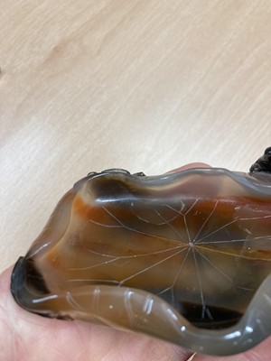 Lot 182 - A Chinese agate brush lick