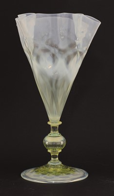Lot 86 - A James Powell & Sons Whitefriars opal glass goblet vase