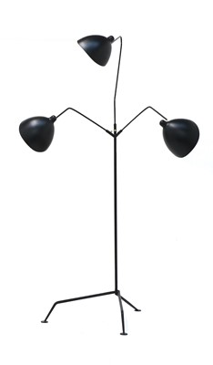 Lot 544 - A modern three-branch metal floor lamp