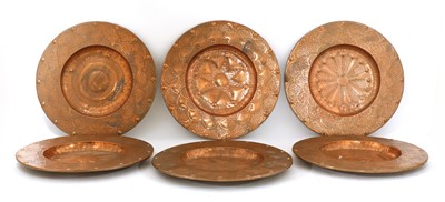 Lot 189 - A set of six Arts and Crafts copper plates