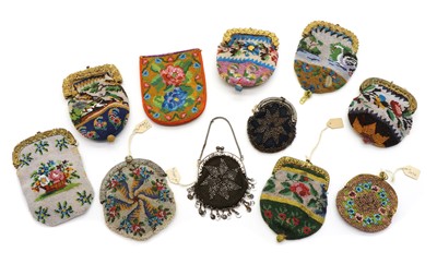Lot 133 - A collection of eleven beadwork coin purses
