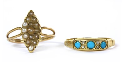 Lot 36 - A Victorian gold turquoise and diamond ring