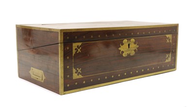 Lot 185 - A rosewood and brass inlaid writing box