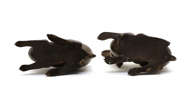 Lot 153 - A matched pair of two bronze hares